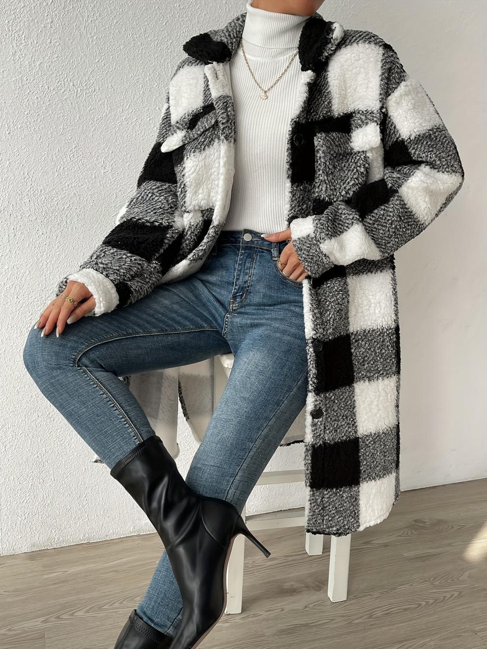 Liora™ - Plaid Pitkä Väljä Coat