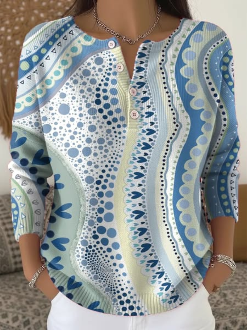 Aino™ – Kuvioitu Nappipusero Pitkähihainen