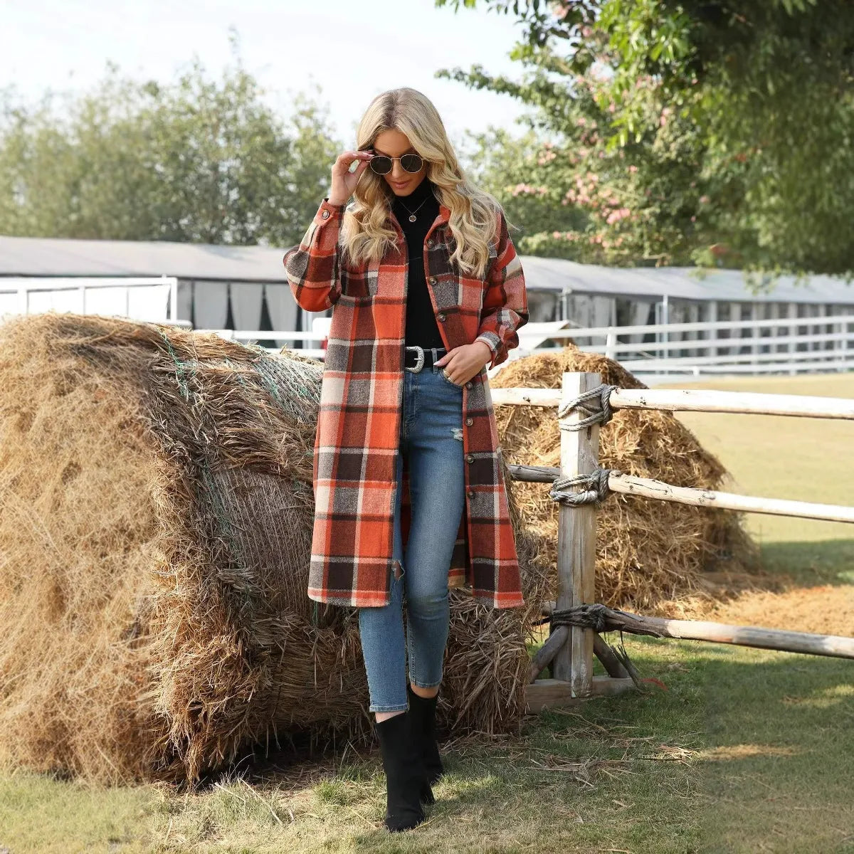 Vilma™ – Ruutukuvioinen Pitkä Takki