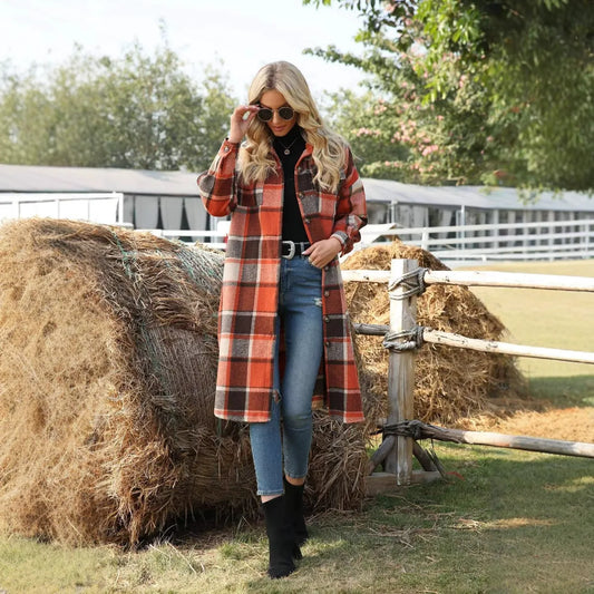 Vilma™ – Ruutukuvioinen Pitkä Takki