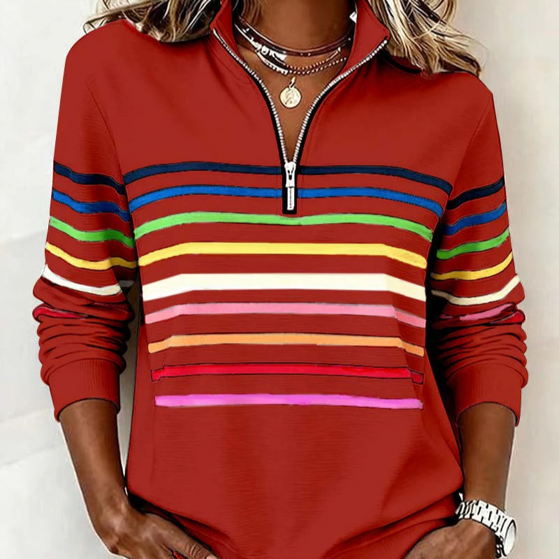 Alina™ – Raidallinen half-zip toppi