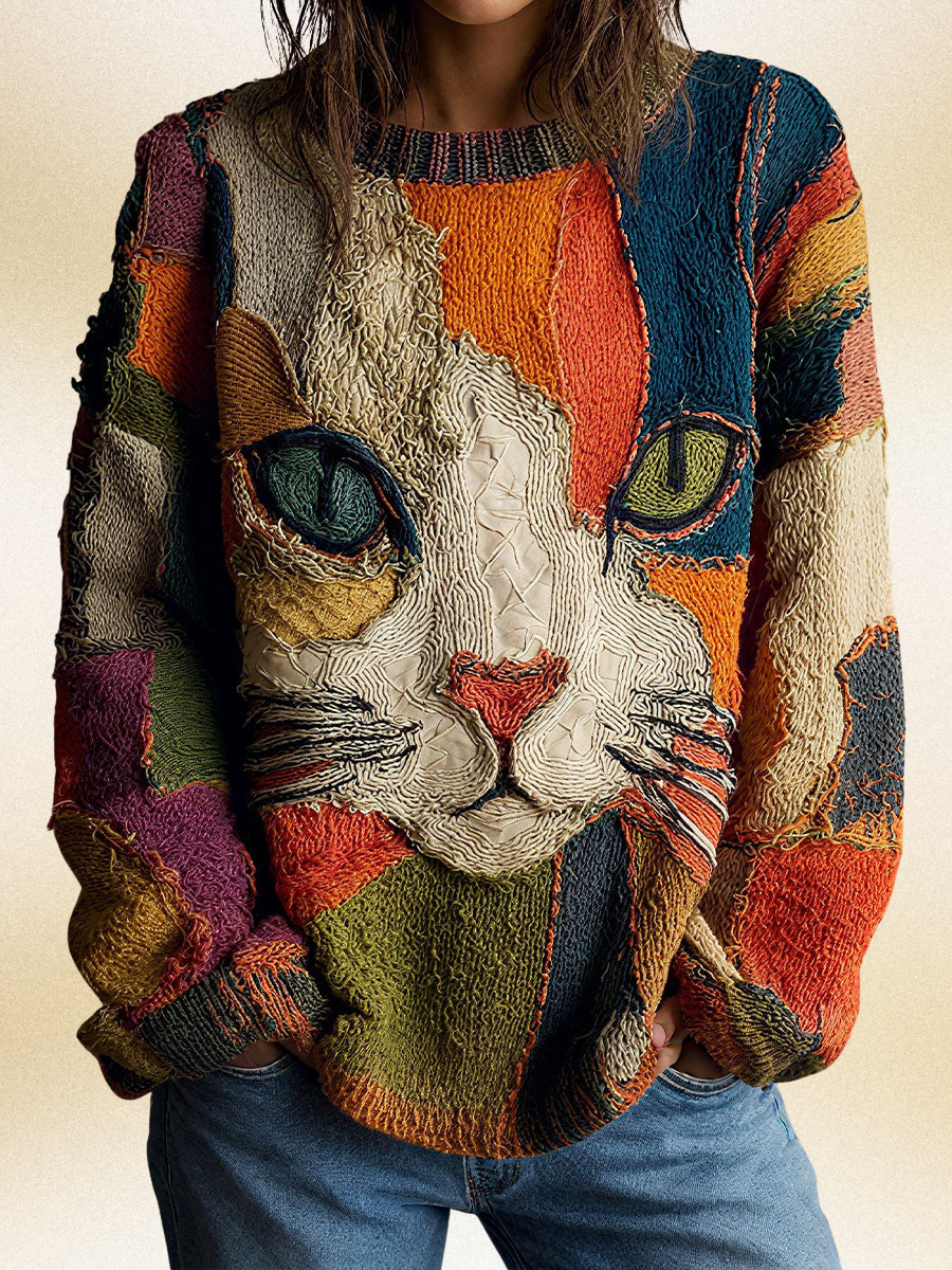 Chine™ – Kissakuvioinen neule pusero