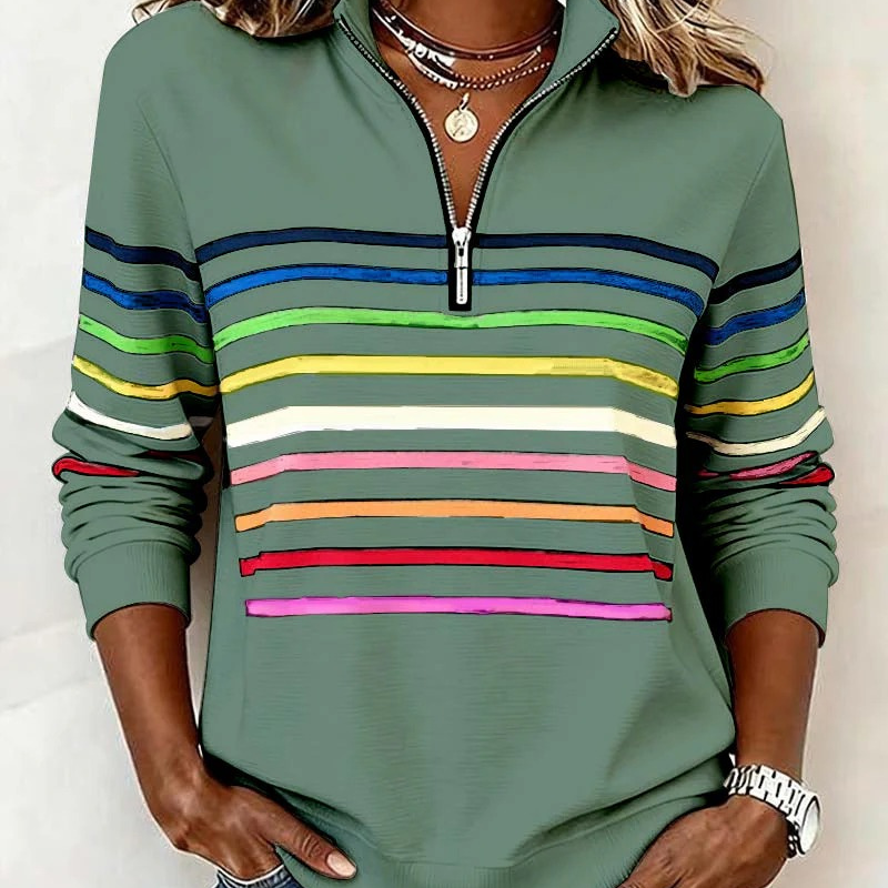 Alina™ – Raidallinen half-zip toppi