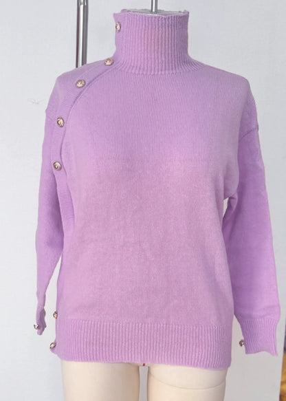 Liza™ – Nappikoristeinen Musta Neule