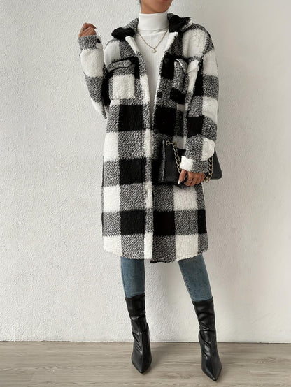 Liora™ - Plaid Pitkä Väljä Coat