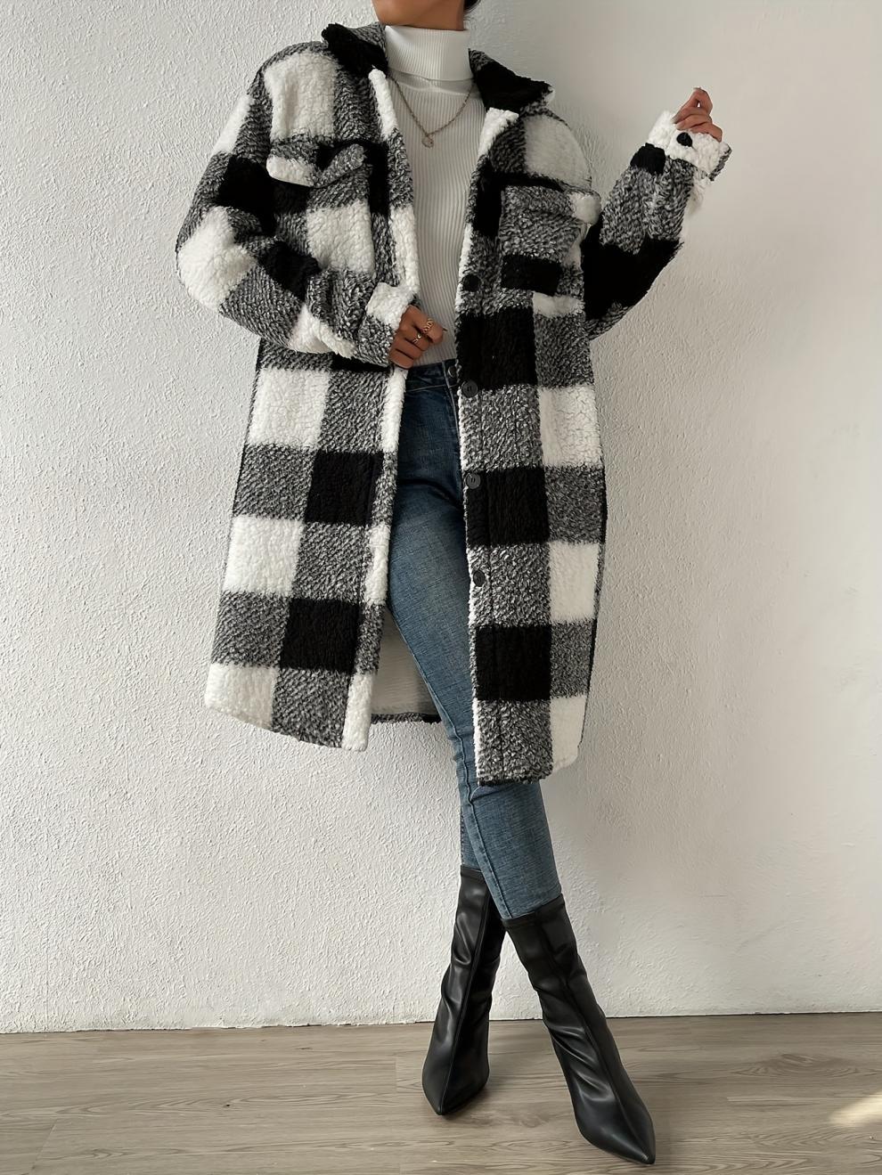 Liora™ - Plaid Pitkä Väljä Coat